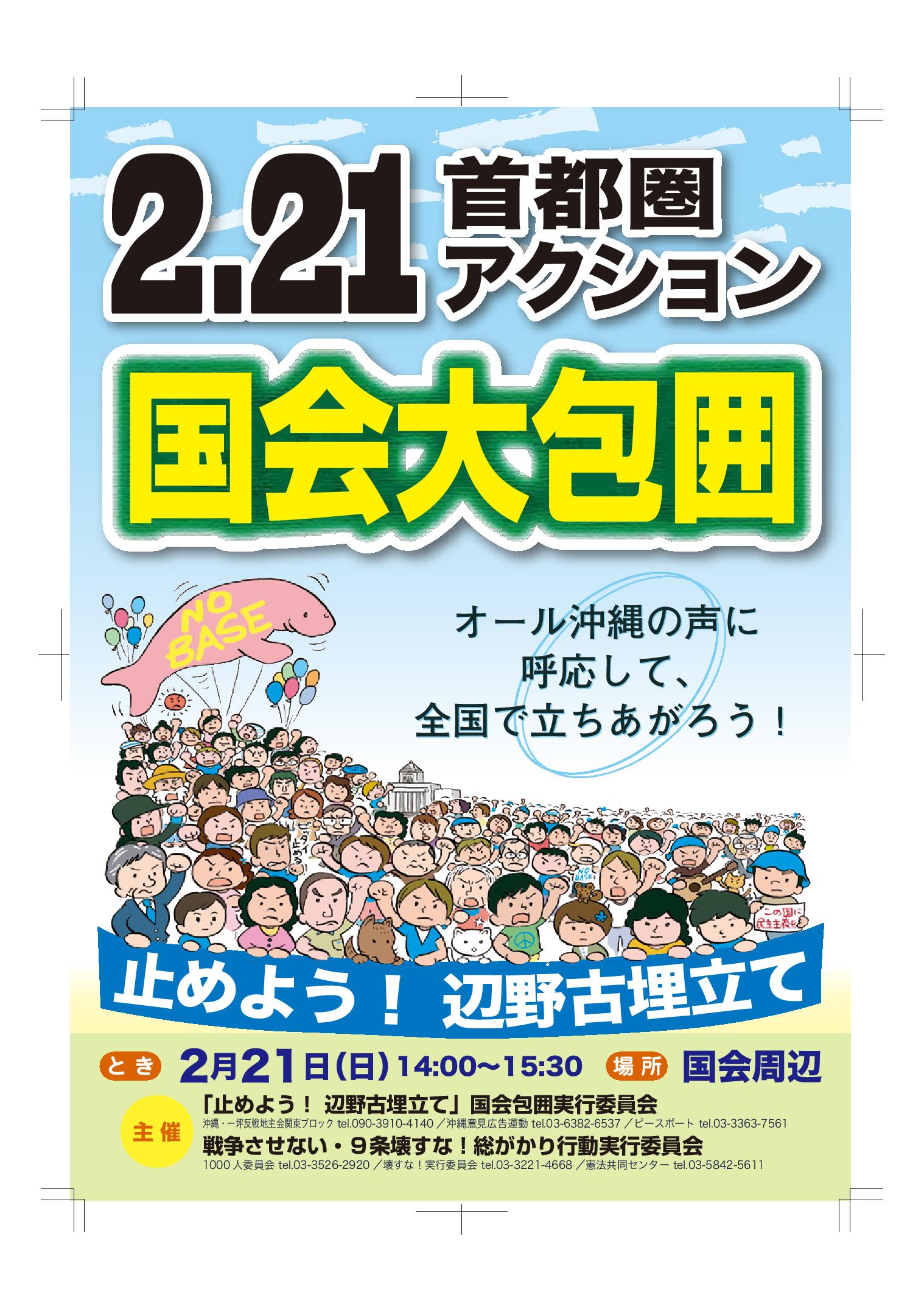 止めよう！辺野古埋立て２・２１首都圏アクション国会大包囲